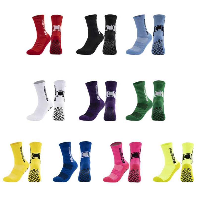 Chaussettes antidérapantes en nylon athlétique avec logo personnalisé, football de sport