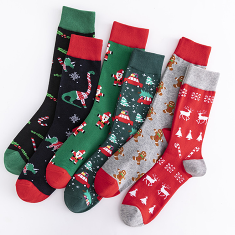 Haute qualité nouveauté confort drôle coton hiver nouvel an noël hommes chaussettes