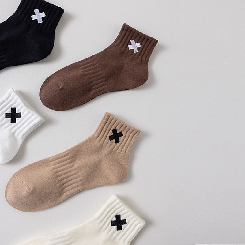 Baskets de course en coton à cheville courte, chaussettes de sport avec logo personnalisé brodé