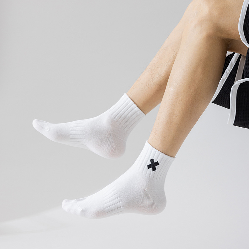 Baskets de course en coton à cheville courte, chaussettes de sport avec logo personnalisé brodé