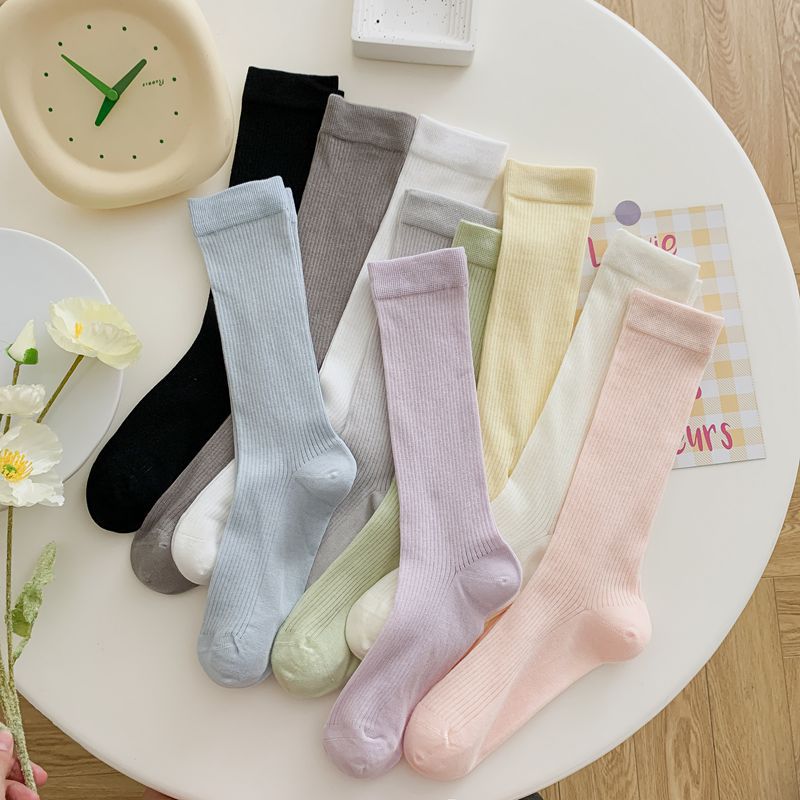 Chaussettes souples en coton pour femmes, design à la mode, longues aux genoux, logo personnalisé