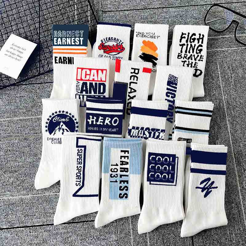 Chaussettes harajuku de sport personnalisées, streetwear en coton avec logo de conception OEM