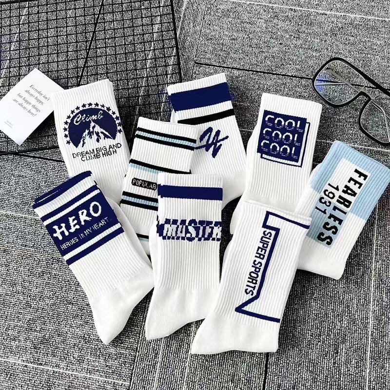 Chaussettes harajuku de sport personnalisées, streetwear en coton avec logo de conception OEM