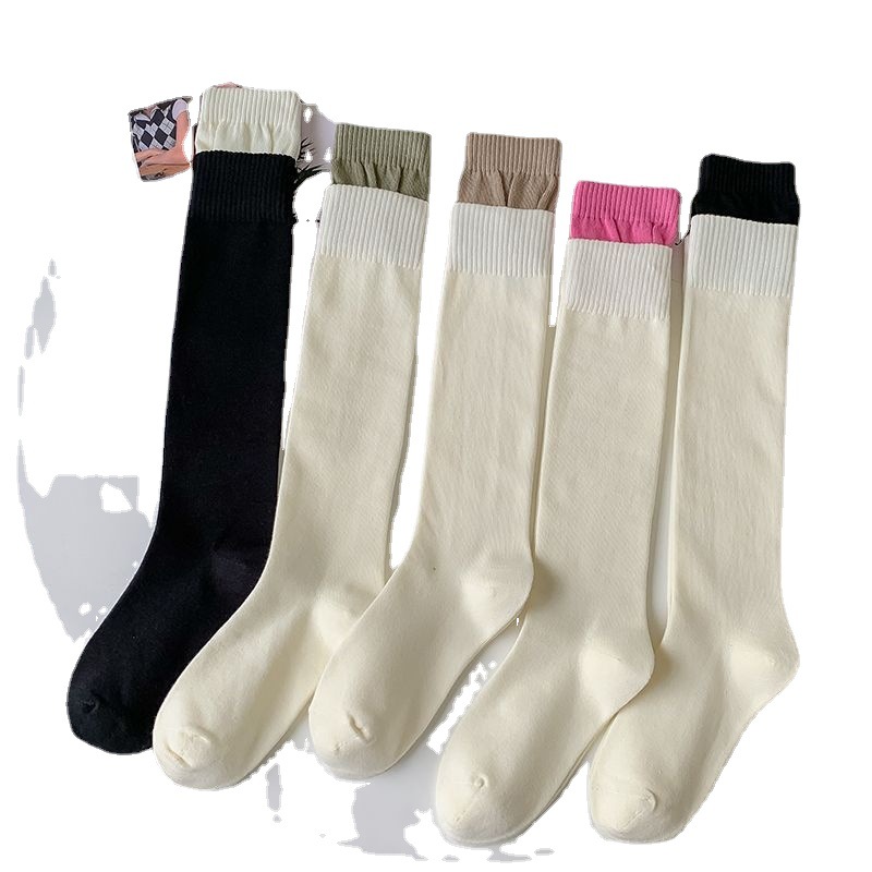 Chaussettes hautes en coton pour filles, logo de conception OEM personnalisé de haute qualité, heureux