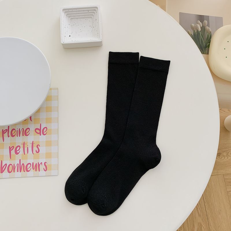 Chaussettes souples en coton pour femmes, design à la mode, longues aux genoux, logo personnalisé