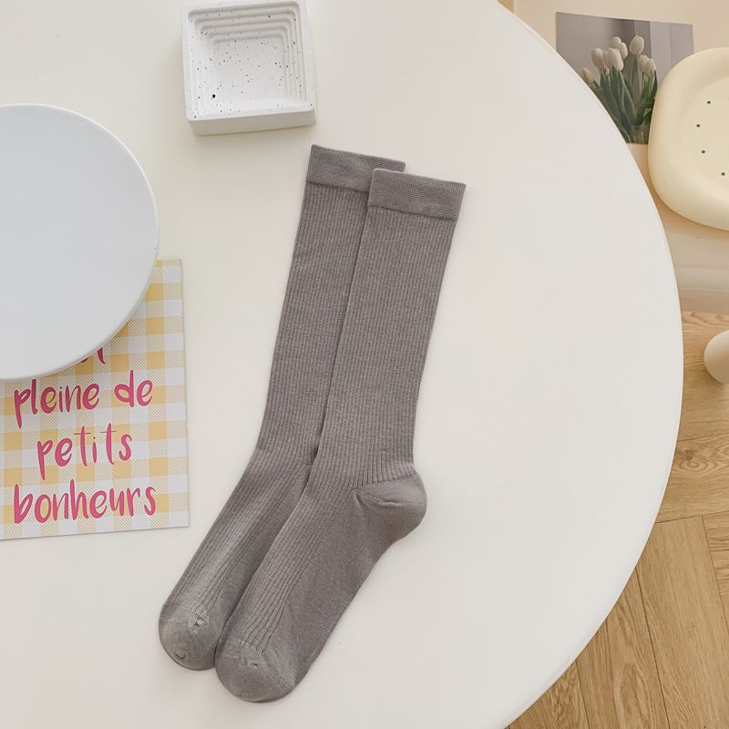 Chaussettes souples en coton pour femmes, design à la mode, longues aux genoux, logo personnalisé