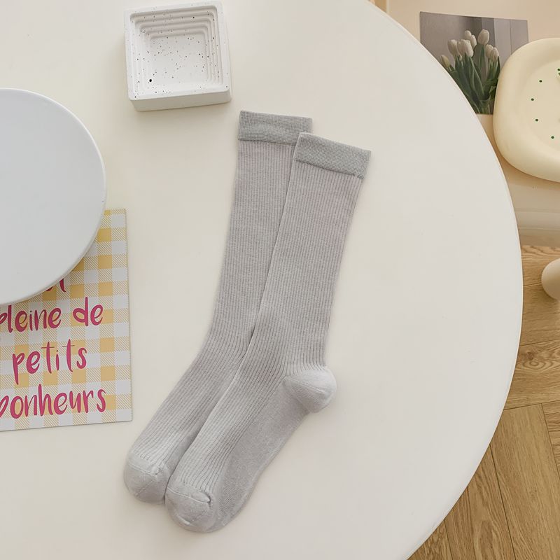 Chaussettes souples en coton pour femmes, design à la mode, longues aux genoux, logo personnalisé