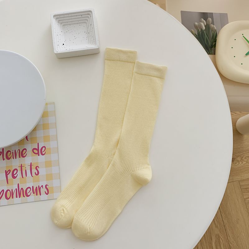 Chaussettes souples en coton pour femmes, design à la mode, longues aux genoux, logo personnalisé