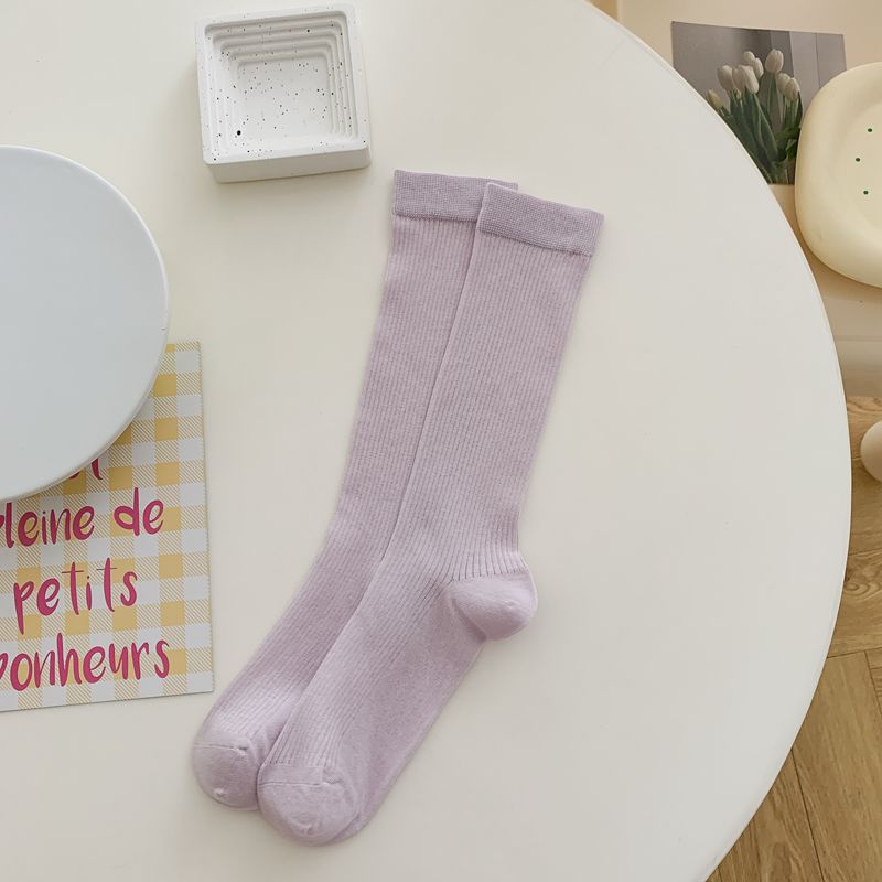 Chaussettes souples en coton pour femmes, design à la mode, longues aux genoux, logo personnalisé