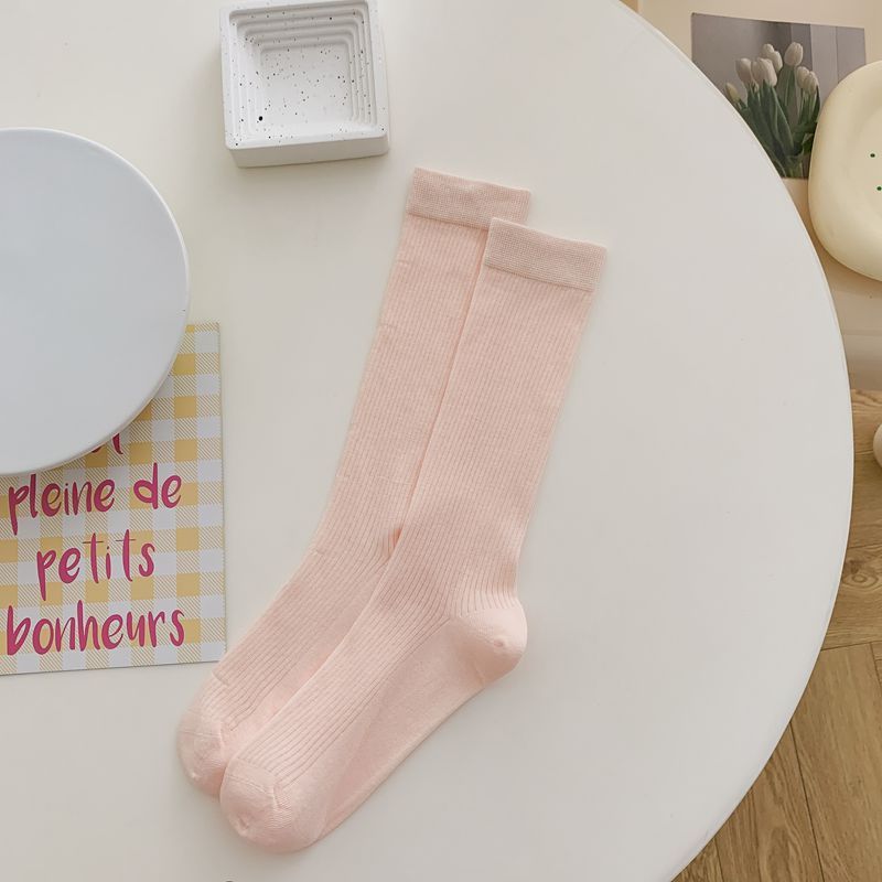 Chaussettes souples en coton pour femmes, design à la mode, longues aux genoux, logo personnalisé