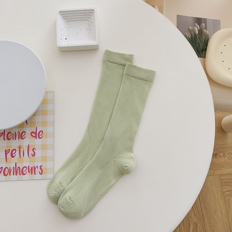 Chaussettes souples en coton pour femmes, design à la mode, longues aux genoux, logo personnalisé