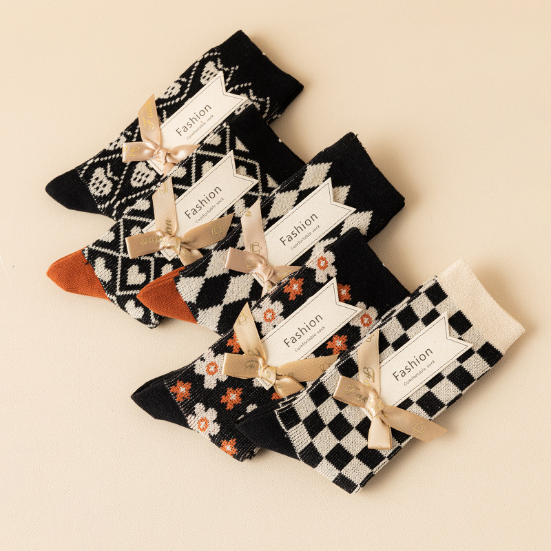 Chaussettes tricotées en coton de haute qualité pour femmes, robe personnalisée, chaussettes d'hiver